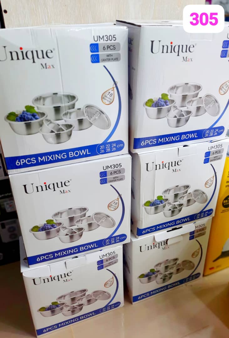 لگن استیل ۶ پارچه رنده‌دار یونیک مدل UM-305 | کیفیت و دوام بالا
