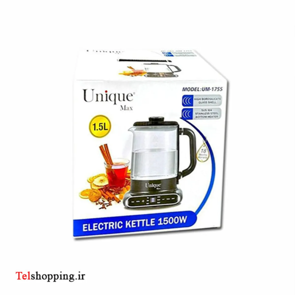 چای‌ساز دیجیتال یونیک مدل UM-1755 با ظرفیت 1.5 لیتر