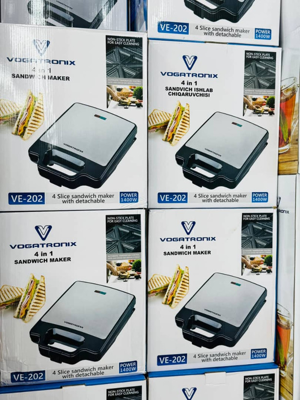 ساندویچ میکر ۴ قالبه وگاتی VE-202 | دستگاه ساندویچساز با صفحات نچسب