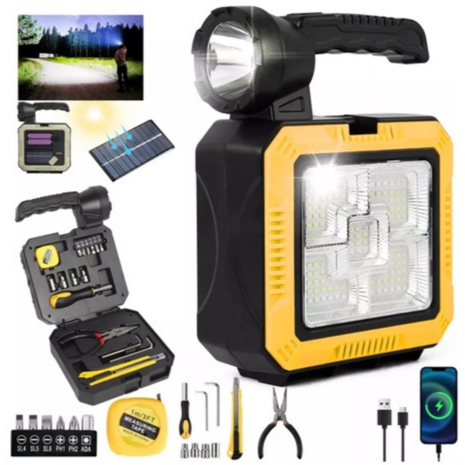 چراغ قوه چندکاره شارژی مدل C-7739 با پنل خورشیدی
