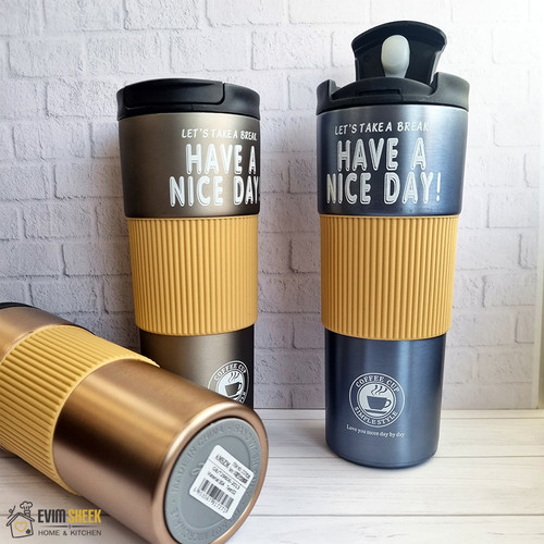 ماگ سفری دوجداره استیل — لیوان نگهدارنده دما با روکش سیلیکونی