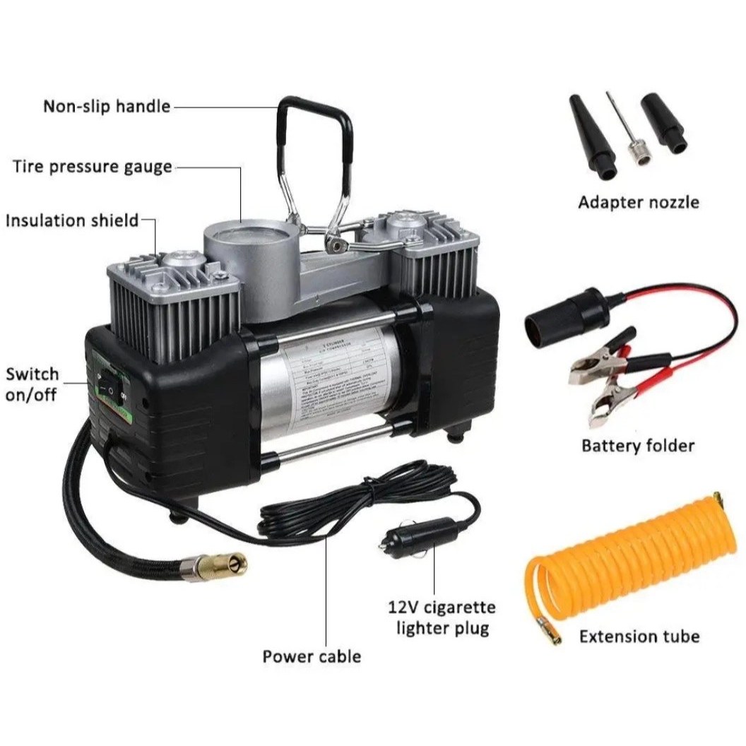 کمپرسور باد فندکی خودرو دو سیلندر 12 ولت کد 628-4X4 (اصلی)