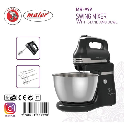 همزن کاسه دار مایر مدل MR999 ظرفیت ۵۵۰ وات