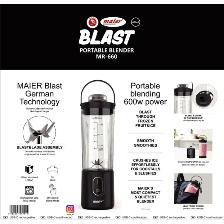 شیکر شارژی مایر مدل MR660 ظرفیت ۴۷۰ میلی‌لیتر