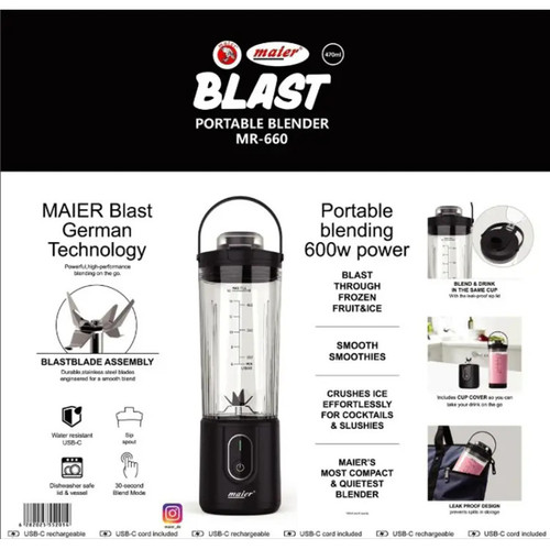 شیکر شارژی مایر مدل MR660 ظرفیت ۴۷۰ میلیلیتر