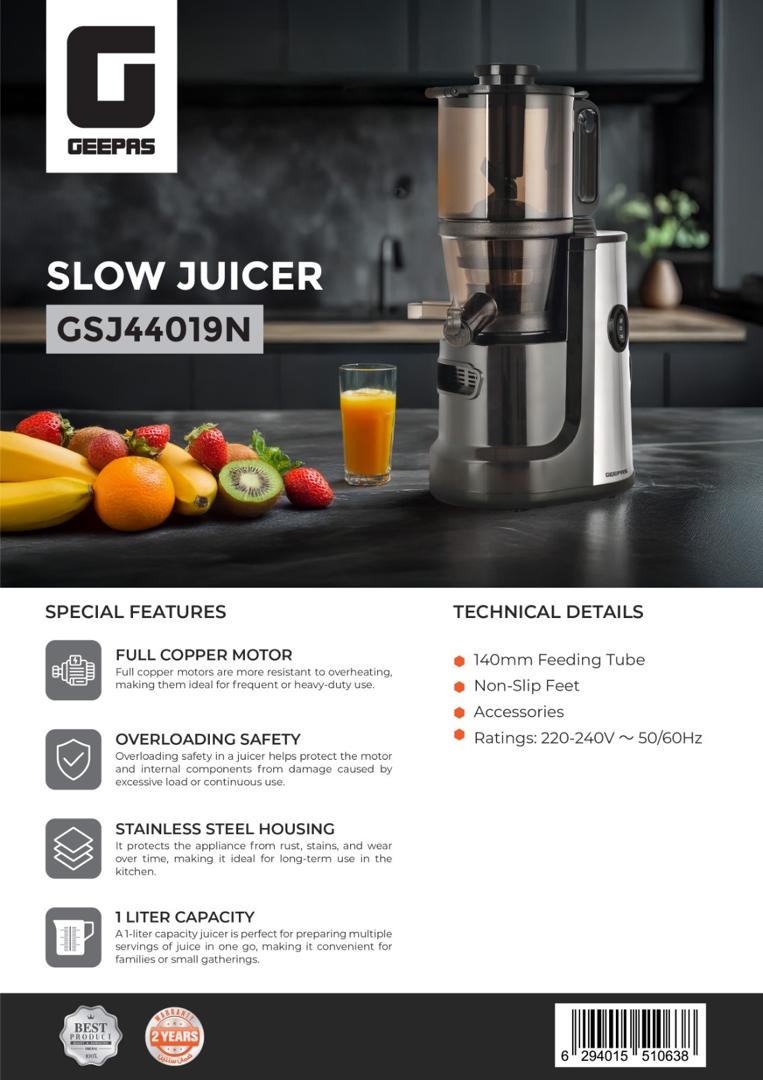 آبمیوه گیری جیپاس مدل GSJ44019 ظرفیت ۲۰۰ وات